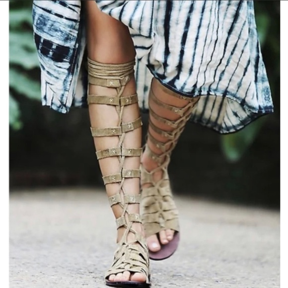 Free People | Cypress Tall Gladiator Suede Sandals in Rust Size 37 - Picture 9 of 10